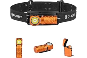 ‎OLIGHT OLIGHT Perun 3 Mini Kit LED Stirnlampe 1250 Lumen wiederaufladbare Kopflampe mit 5000 mAh Ladecase, 60 Tage Akkulaufzeit, 5 Weißlicht- & 3 Rotlicht-Modi, Ideal für Camping, Angeln, Notfall Orange