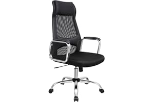 SONGMICS Sedia da Ufficio, Poltrona Ergonomica, Girevole e Regolabile, Schienale in Rete Traspirante, con Poggiatesta e Supporto Lombare, Max Carico di 120 kg, in Ufficio Studio, Nero OBN33BK