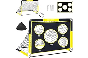 TTCB SPORTS TTCBSPORTS 2 in 1 Football Goal 4x3FT / 5x4FT, 120X90X90cm/150x120x120cm Football Goals for Kids, Soccer Training Net with 5 Target Ranges, Foldable Target Training Equipment for Garden/Backyard