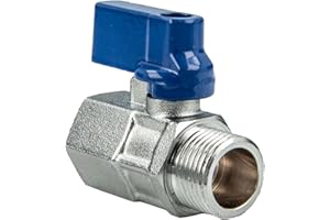 tecuro MINI Kugelhahn Innengewinde Rp 3/8 Zoll x Außengewinde G 3/8 Zoll (DN8), Messing vernickelt