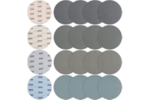 JatilEr 20 discos de lija de 150 mm, grano 1500/2000/3000/5000, redondos, húmedos, de agua seca, lijadora excéntrica, juego de papel de lija para metal y madera