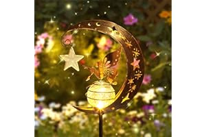 DAZZTIME Mond Solarleuchten Garten Deko Terassendeko,Elfe/Blumenfee Wasserdichte Solarleuchte,Freien Solarlampe für Außen,Mond Solarleuchten,Deko Leuchten Balkon,Gartendeko
