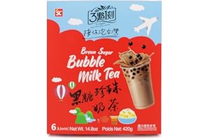 3:15PM Bubble Tea 6 Kits - Thé au Lait au Sucre Brun aux Perles de Tapioca | Délicieusement Simple | Preparation Rapide | Boisson de Taiwan Authentique | Sans conservateurs | SANS pailles
