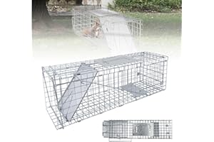 XINNG Piège de Capture Animaux 62x19x22 cm - Cage Trappe Pliable en Fil de Fer Galvanisé avec Poignée Piège - pour Ratons Laveurs, Martres et Chats - Installation Facile et sans Danger pour Animaux