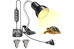 HeatingLux Lampe Chauffante Tortue, E27 Lampe Chauffante Terrarium avec Fonction Minuterie et Contrôle de Température, Avec Deux 100W E27 UVA UVB Ampoule Chauffante avec Clip pour Tortue