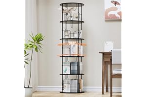 Generisch 360° Drehbares Bücherregal, Bodenstehendes Bücherschrank Aus Holz, Bookshelf Mit 5 Ebenen, Verstellbare Ebenen, Standregal, 45×45×160cm, Schwarz