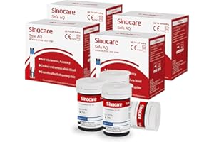 Sinocare Medidor de Glucosa en Sangre de Prueba, 200 x Tiras Reactivas sin Código, para Safe AQ Smart/Voice
