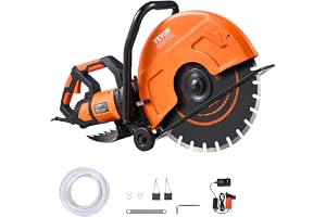 VEVOR Elektrisk betongsåg, 406 mm, cirkelsåg med hög effekt, 2800 W, skärdjup 152 mm, våt-/torrsåg med vattenrör, vattenpump