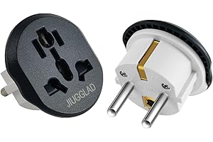 JIUGGLAD 2 Stück Stecker Adapter, US to EU Adapter, Adapter China Deutschland Stecker, Adapter UK auf EU, Universal Adapters für Deutschland, USA, UK, Schweiz, China,usw
