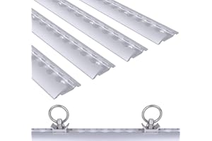 UISEBRT Lot de 4 rails d'avion en aluminium de 100 cm - Accessoires semi-circulaires avec 10 pinces de fermeture argentées - Rail d'arrimage percé - Sécurité de charge pour ATV, camion, camping-car