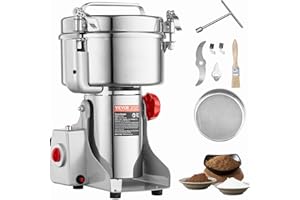 ‎VEVOR VEVOR elektrische Getreidemühle Hochgeschwindigkeits-Maismühle 2500 g 3400 W, Pulverisiermaschine aus Edelstahl, für trockene Körner Gewürze Müsli Kaffee Mais Pfeffer Schwenktyp 24 x 23 x 39 cm