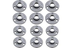 NewZC Tuyau BSP 1/2" et 3/4" Flasque Filetage Fonte d'Aluminium Fond Bride Bride Tube Base avec 3 Trous pour Tube Robinet Étagère Murale Fond