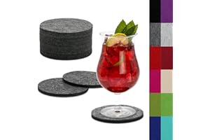 SwavGo Filz Untersetzer Getränkeset, 12er bunte Filzunterlagen für Gläser, Tassen, Flaschen - Filzuntersetzer rund abwaschbar… (Anthrazit)