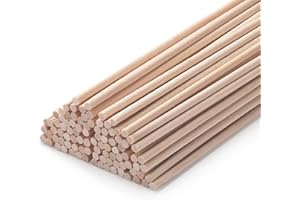 COOWAYZE Holzstäbe zum Basteln, Rundholz Ø 3 mm Länge 15 cm, 200 Stück Holzstäbchen zum Basteln, Bastelholz für Makramee Stöcke, Unfertige Hartholz Dübel Rundhölzer für Zuckerwatte, Stockbrot, Eisstiele