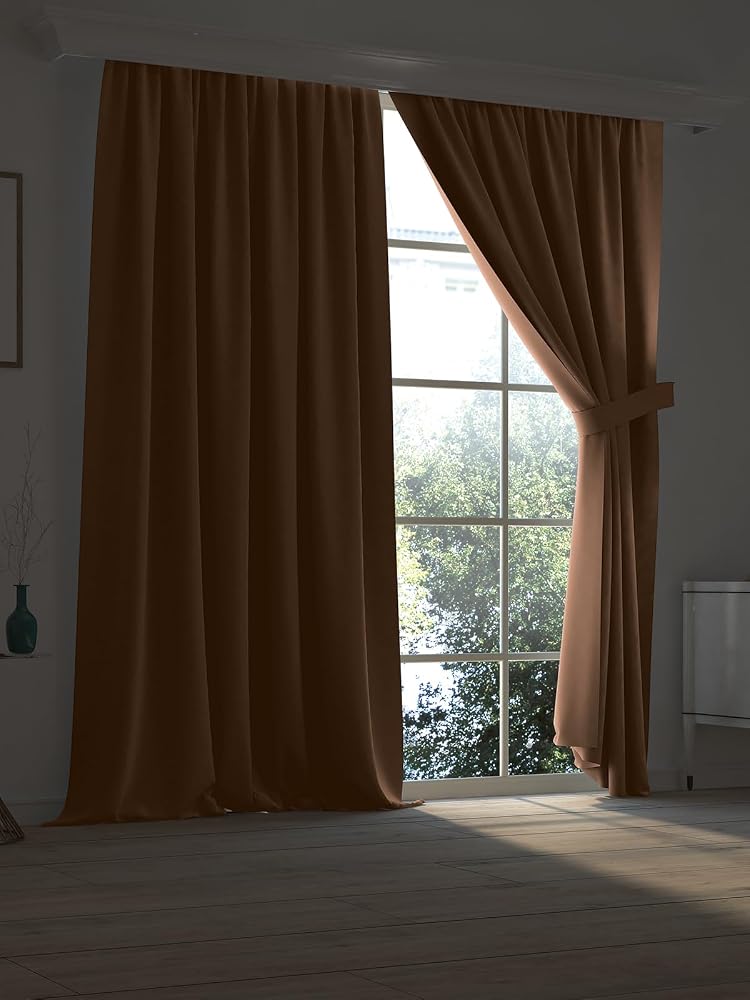 Demor Home Yüksek Kalite Açık Kahve Karartma Blackout Fon Perde Ekstrafor Büzgülü Tek Kanat