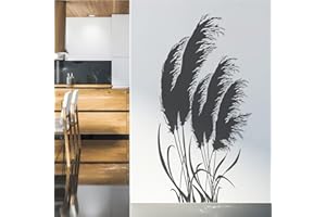 ‎DESIGNSCAPE DESIGNSCAPE® Wandtattoo Dekoration mit Pampasgras | Gräser Wanddeko | Farbe: grau | Größe: klein (50 x 100 cm)