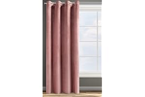 Eurofirany Rosa Cortina Opaca Terciopelo con Ojales - 1 Unidad, Panel, Suave, Drapeado, Clásico, Elegante, Salón, Dormitorio, 200 g/m², 140x250 cm, Rosa Oscuro