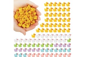 WASUQO 100 Stück Miniatur Enten Harz Mini Enten Figuren Miniatur Mini Resin Ducks zum Basteln Gartenlandschaft Puppenhaus Ornament DIY Handwerk Hausdekorationen 5 Farben