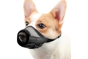 Mayerzon Maulkorb für Hunde, mit verstellbarem Klettverschluss, um Beißen, Bellen und Kauen zu verhindern, Luftnetz, atmungsaktiv, für kleine, mittelgroße und große Hunde (Black, S+)