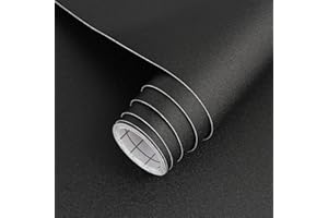 ARTHOME WALL DECOR Arthome vinilo adhesivo muebles Negro, 44cmx3m Papel Pintado Autoadhesivo Negro Sólido Mate Texturado Adhesivo Decorativo para Encimeras, Armarios, Muebles, Decoración de Paredes Revestimiento