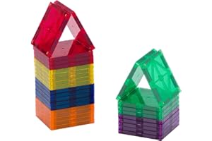 Playmags Starter Kit - 30 Squares częściowy zestaw: Teraz z silniejszych magnesów i wytrzymały, super trwałe magnetyczne Płytki z jaskrawe kolory Wyczyść STEM zabawki dla dzieci