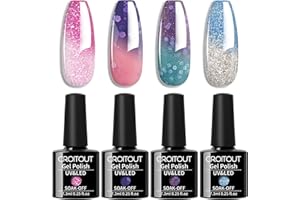 Croitout Gel nail polish set, UV-colour changing gel nail polish set, thermal shellac gel polish kit, multi-coloured removable nail gel, chameleon gel polish set, 4 x 7.3 ml (4WB-014)
