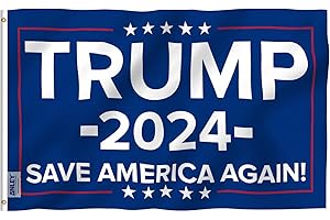 Anley Fly Breeze Bandera Trump 2024 de 3 x 5 pies - Colores vivos y a prueba de decoloración - Cabecera de lona y doble costura - Banderas Save America Again Poliéster con ojales de latón 3 x 5 pies