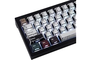 ‎JAKETSAI PBT Keycaps 134 Keys Manga Mixed Light Keycap, Retro Style Side Printed Shine Through Dye Sub Custom Keycaps for Cherry MX Switch German QWERTZ Layout Mechanical Keyboards
