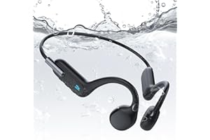 LOBKIN Auriculares con Sonido óseo Bluetooth 5.3 – IPX8 Impermeables al Aire Libre inalámbricos Deportivos Auriculares Abiertos con Reproductor de MP3 de 32 GB para natación, Ciclistas, Correr