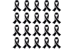 WANDIC Schwarze Bandnadeln, 20 Stück, klassische Metall-Melanoma-Bewusstsein, Emaille-Anstecknadeln, Premium-Anstecknadeln, Anstecknadel für Trauer, Gedenktag
