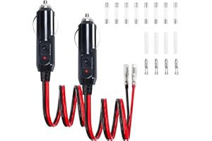ELALOVE Adaptateur Allume-Cigare Mâle 12V/24V avec Câble 16AWG, Prise Allume-Cigare Secteur Universelle, Voyant LED et Fusible 15A pour Onduleur Voiture, Pompe à Air et Appareils Électriques