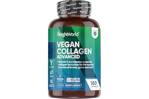 WEIGHTWORLD Vegan Collagen Supplements for Women & Men - 2 Months Supply - Plant-Based Vegan Collagen Capsules with Hyaluronic Acid, Vitamin E & VIT C - Vegetarian Collagen