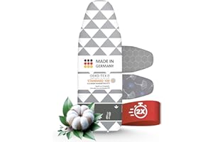 ARTENEUR Copriasse Da Stiro 120X40 cm per Ferro Da Stiro a Vapore Made in Germany - Telo Asse Da Stiro Grigio Con Elastico, Scorrevole, in Alluminio Thermo Reflect, Permeabile Al Vapore E Termoriflettente (M)