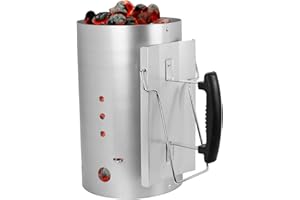 Albert Austin Charcoal BBQ Fire Starter BBQ Chimney Starter with Plastic Handles for Charcoal Barbecues Smoker Weber BBQ Grill Ideal for Camping Grilling Travelling Outdoor Barbecue (LARGE)