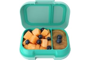 Bentgo 2 Compartment Leak Proof Kids Snack/Lunchbox - Aqua | For Snacks & Small Meals, Easy-Open Latch, Dishwasher Safe, BPA-Free for School, Daycare, & Sports, Ages 3+ (Aqua)