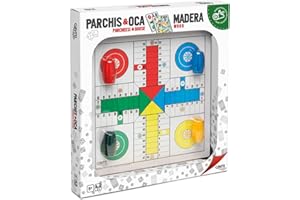 Cayro - Parchís y Oca - + 5 Años - Piezas de Madera - Doble Juego Clásico de Mesa - Niños y Adultos - 4 Cubiletes, 16 Fichas y 4 Dados - 2 a 4 Jugadores