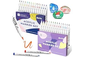 ‎ARRTX Arrtx Kredki akrylowe, 60 kolorów do malowania kamieniami, dodatkowa końcówka pędzla, markery na bazie wody, do malowania kamienia, szkła, pisanek, drewna i tkanin