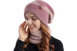 Sahunfri Women's Hat and Scarf Set - Cozy Slouch Beanie & Winter Scarf for Ladies, Perfect for Cold Weather, Soft Acrylic Knit, Comfortable & Stylish, Gift for Women