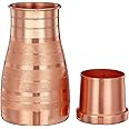 KC Pure Copper Designer Copper Water Bottle | Pitchers | Water Jug | Bedroom Jar | Bedside Bottle Carafes with Tumbler/Glass with Lid 1250 ML (Diamond Touch)