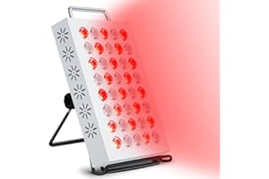 HOTTOERAK Red Light Lamp Panel, 660 & 850 Infrared Light with Bracket, 5 Brightness & 10/20/30Min Timer, 36W Red Light for Home/Office Use