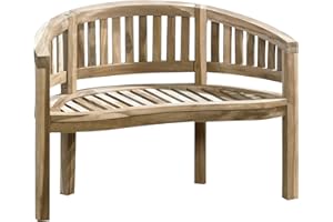 AMBIENTE HOME Ambientehome 2 Sitzer Bananenbank Teakholz Gartenbank Teakbank, ca. 120 cm breit