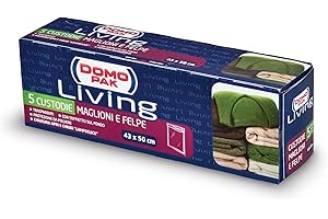 DOMO PAK LIVING 5 Sacchetti Antipolvere per Maglioni, Felpe e Vestiti - Organizza il Tuo Armadio e Proteggi i Tuoi Abiti