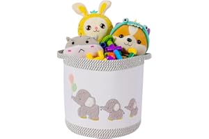 TIDELIT Baby Toy Basket Baby Washing Baskets Toy Storage Box, Kids Laundry Hamper Blanket Baskets, Cute Elephant Nursery Storage Basket Toy Organizer Bins For Girls Boys Kids Baby Shower Gifts Baskets