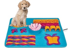 DOCIOTE Chien Snuffle Tapis Snuffle Mat Jouets Mat de Fouille Chien Chat Lavable Educateur Jeu d'alimentation Olfactif Jouet Interactif pour Chien Reniflement Foraging, Exercice, Relaxation Blue 69 * 59cm