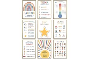 AUNMER Beruhigende Ecke Klassenzimmer-Poster, Gefühle, Raddiagramm, Emotionen, Poster für Kinder, Schulberater, Lehrer, Klassenzimmer, unverzichtbares Zubehör, beruhigt Ecke, pädagogisch für