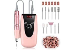 Madenia Rechargeable Electric Nail Drill Machine, 35000 RPM Efile Professional Nail File Drill for Acrylic Gel Nails, E File Kit with 6 Pcs Nail Drill Bits for Salon & Home Manicure Use