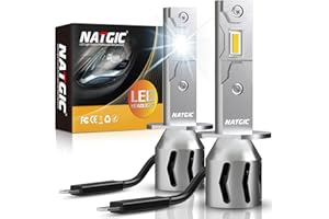 NATGIC H1 LED Headlight Bulb, Newest H1 LED Bulb with Fan 500% Brightness 16000LM 80W 6500K Xenon White Conversion Kit for Car High/Low Beam Replacement Kit of Halogen Lamp or Xenon Light Bulbs