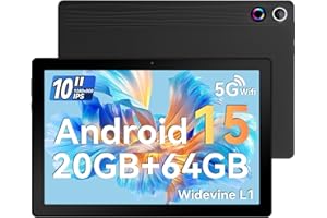 Ainmel 10 inch Tablet, (Upgrade) Tablets Android 15 20GB RAM 64GB ROM,1TB TF Card Expand, 1280 * 800 Full HD Tablet with Octa-Core Processor, 5000mAh Battery, 8MP & 5MP Dual Camera Face ID (Black)