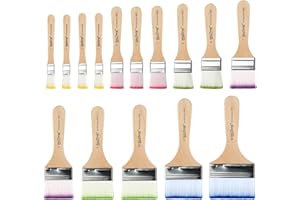 KGGZKG 15 Stück 12 Größen Pinsel Acrylfarbe Breit Acrylpinsel Künstlerpinsel Flachpinsel Malpinsel Pinselset Acryl mit Holzgriffe für Acrylmalerei Ölmalerei Graffiti Wandmalerei Aquarellmalerei Gouache