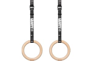 GRAVITY FITNESS Wooden Gymnastic Rings with Adjustable Straps with Buckle – Premium Calisthenic Olympic Rings for Gymnastics, & Full Body Fitness for Home and Gym Workouts